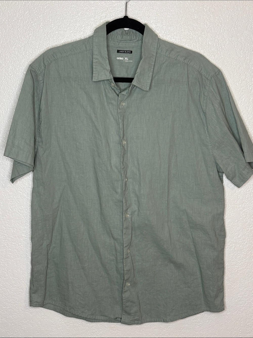 Anko Green Linen Cotton Blend Classic Button Down Shirt Size XL